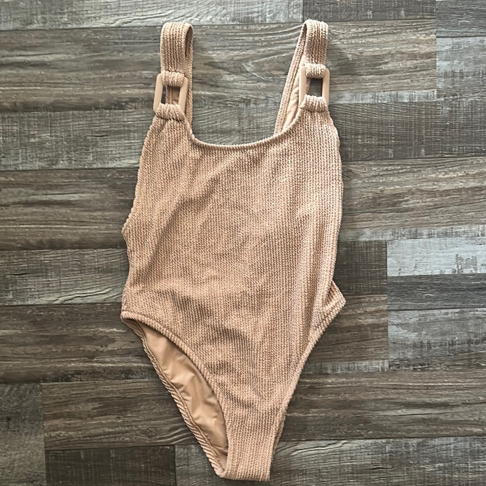 Aerie Small Beige Textured One-Piece Swimsuit- NWT